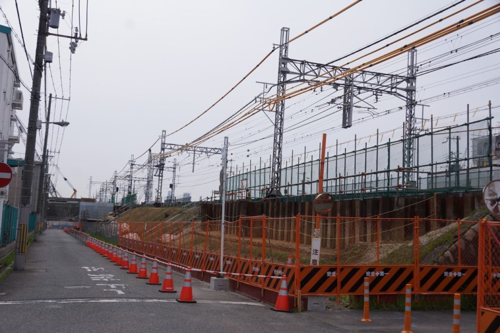 淀川橋梁の架け替え工事・阪神なんば線(2020～21年・冬の様子)